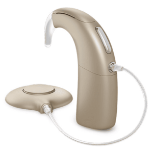 Neuro 2 cochleaimplantat från Oticon Medical – prisbelönt ljudprocessor i kompakt design, lackerad av AMB i en av tio färger med avancerad maskeringsteknik.